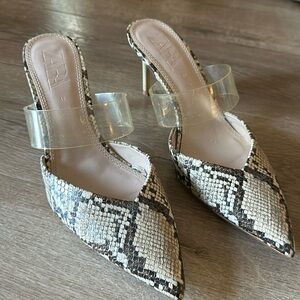 Zara faux snake skin kitten mule